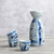 Porcelain Sake Bottle Cup with blue water ink painted floral