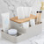 Plastic Desk Organizer Napkin Holder with Bamboo Cover