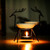 Deer Styled Iron Tea Light Stand with Ceramic Bowl Black White