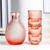 Vintage French Pink Sake Glasses with 1 Sake Carafe Bottle and 4 Saki Cups