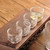 Clear Pressed Glass Shot Glasses with Gold Rim