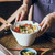 White Ceramic Noodle Bowl with Chopstick Holder