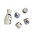 Finest Ceramic Sake Set White Blue Leaf Pattern Japanese Porcelain 5 Pieces