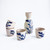 5 Piece Blue Leaves Ceramic Sake Set with Tokkuri Bottle Carafe 4 Ochoko Cups