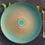 Round Glass Teal and Gold Kaleidoscope Charger Plate 13"