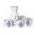 Modern Blue and White Japanese Wave Japanese Bowls Set for Six