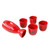 Ceramic Sake Wine Set Red Pot with Handpainting Double Happiness Design