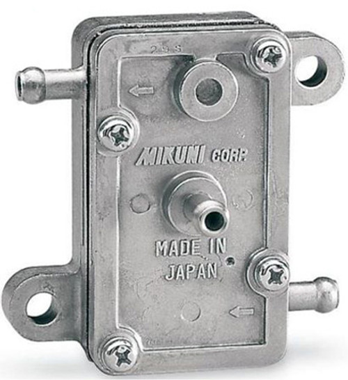 This MIKUNI fuel pump replaces old round type pumps. * Flush mount * Square style with one (1) outlet * Flow rate: 14 litres/hr