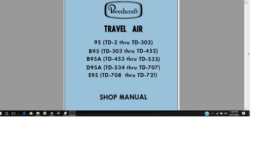 Beechcraft 95 series Travel Air Maintenance library w FAA A/Ds 