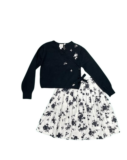 CLO Floral Pleated Skirt with Wrap Knit Sweater (Top/Skirt)