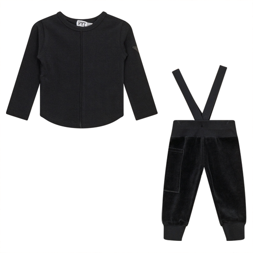 FYI Baby Velour/Cotton Suspender Set with Pockets (Top/Pants)