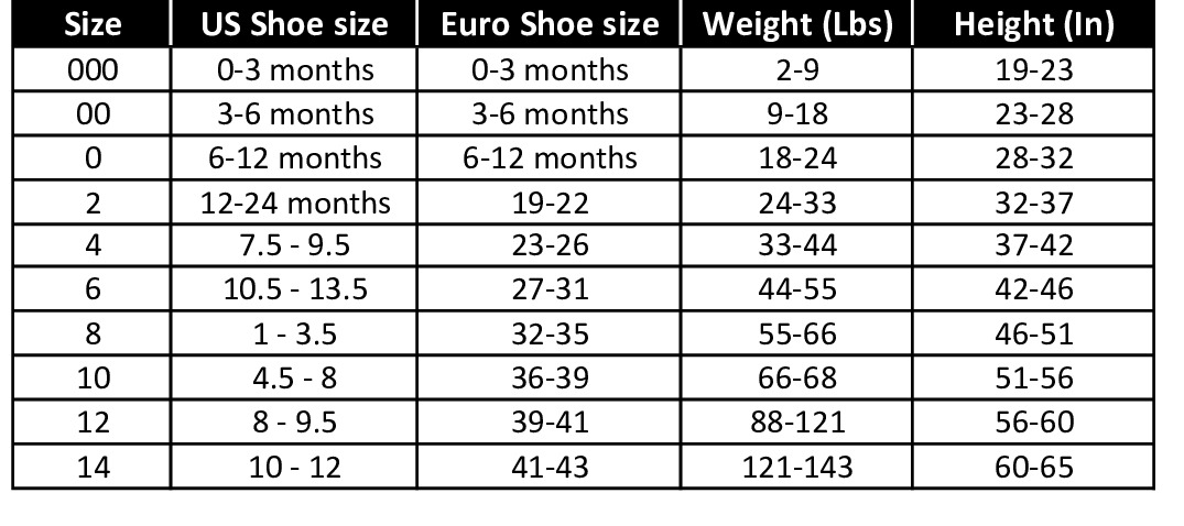 Condor Ribbed Knee Sock Size Chart