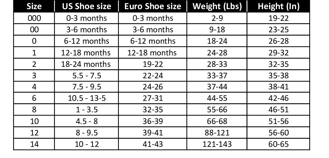 Condor Crochet Tights Size Chart