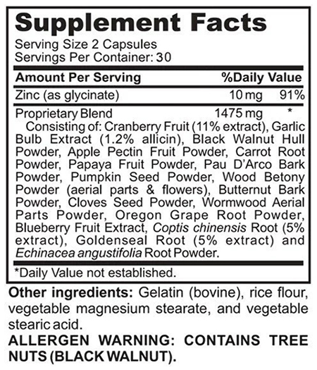 Parasite Cleanse Supplement Facts