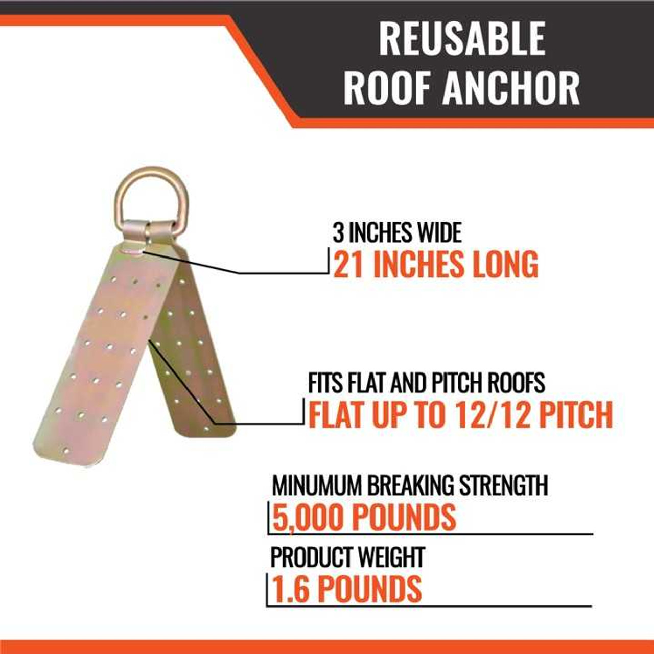 Fall Protection Standing Seam Roof Anchor Clamp with 360° Swivel Point |  Fall Arrest Roofing Harness Safety Kit | Aluminum Alloy Anchor | OSHA/ANSI