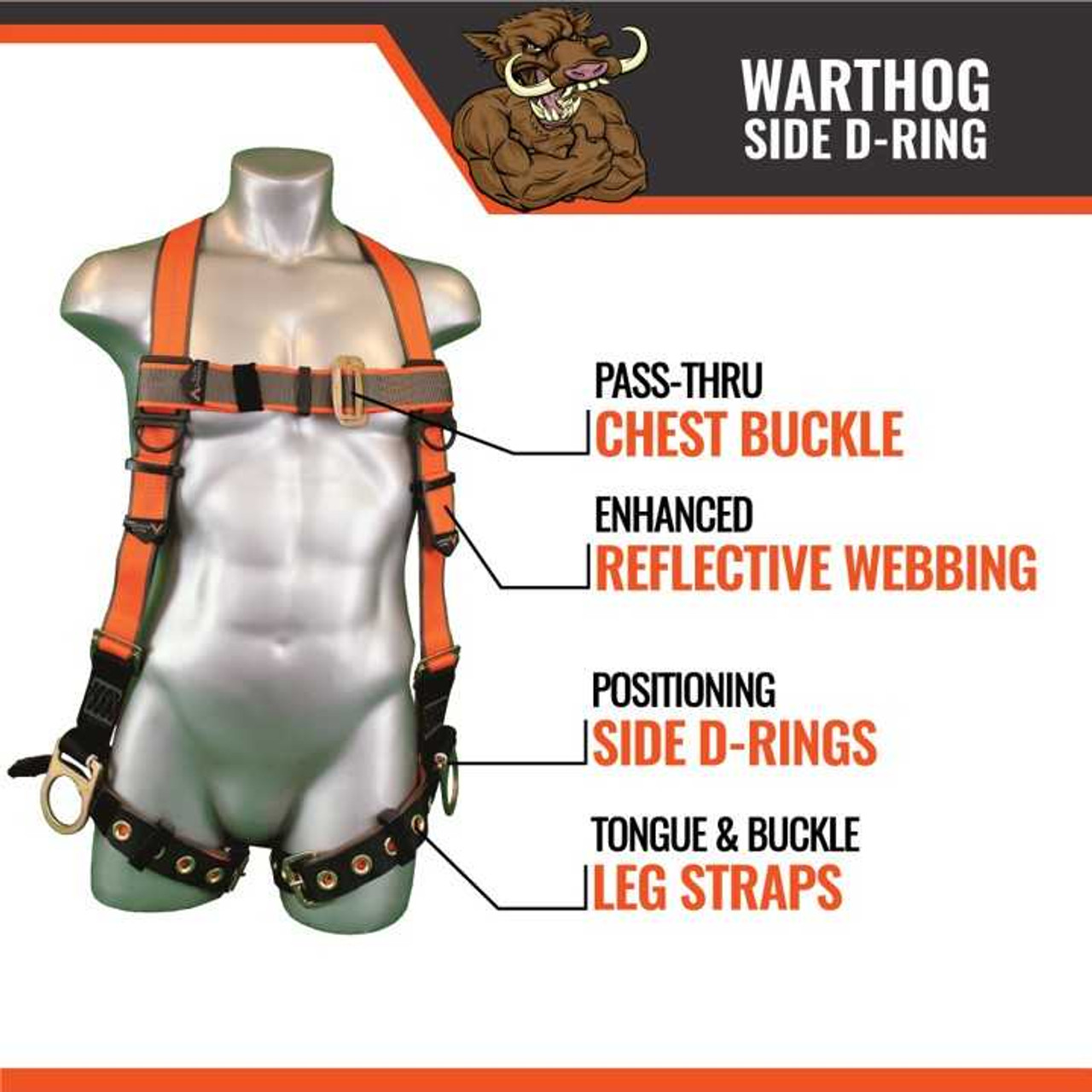WARTHOG® Side D-Ring Tongue Buckle Leg Harness