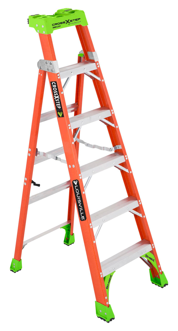 Fiberglass Cross Step Ladder, Louisville Ladder Type IA