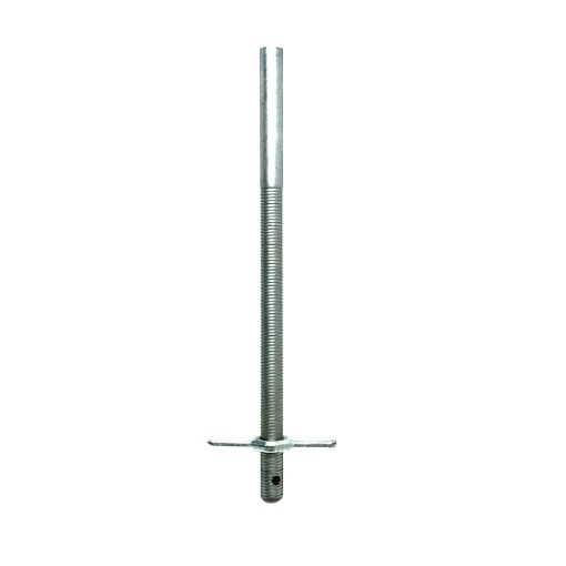 36-inch zinc-coated shoring screw jack with forged p-nut for leveling concrete shoring frames.