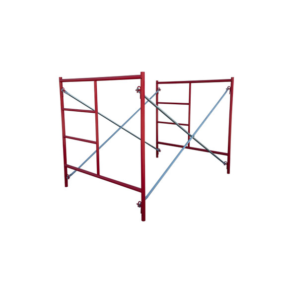 5x5.1 Double Ladder Scaffold Frame Set Red – Heavy-Duty Steel Scaffolding Section with Dual Access by Southwest Scaffolding