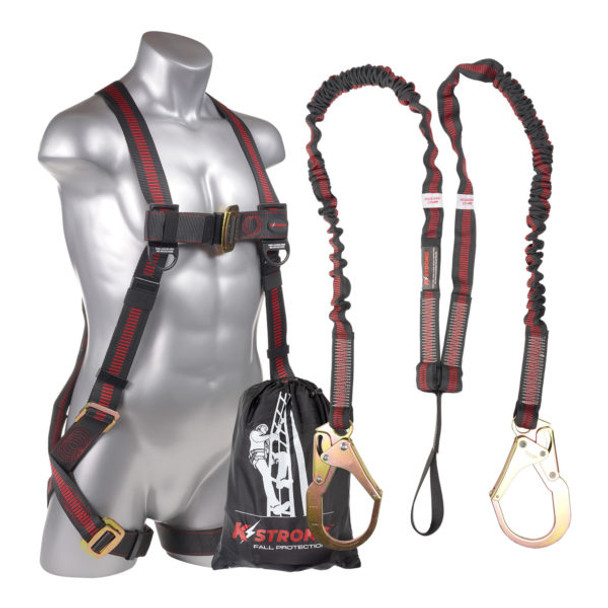 KStrong® UFK20025 - Kapture™ Elite 5-Point Full Body Harness, Dorsal D-Ring, MB Legs with Internal Design Shock Absorbing Lanyard