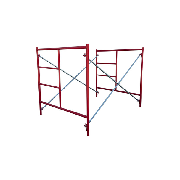 5x5.1 Double Ladder Scaffold Frame Set Red – Heavy-Duty Steel Scaffolding Section with Dual Access by Southwest Scaffolding