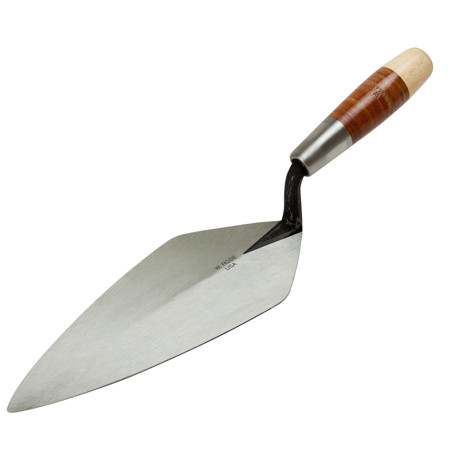 W. Rose 11-1/2 inch narrow London brick trowel with genuine leather handle and hardwood endcap