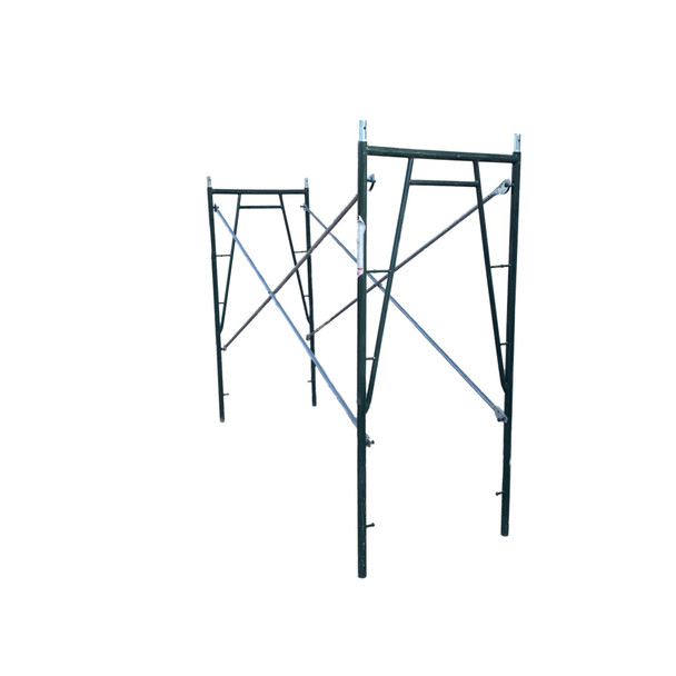 3-foot by 6-foot 8-inch Snap-On walk-thru scaffold set with 10-foot cross braces and high-carbon steel construction.
