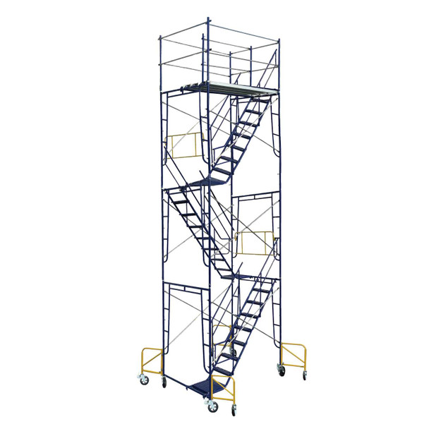 28-Foot Rolling Scaffold Stair Tower Kit with Outriggers SWS-RST-28
