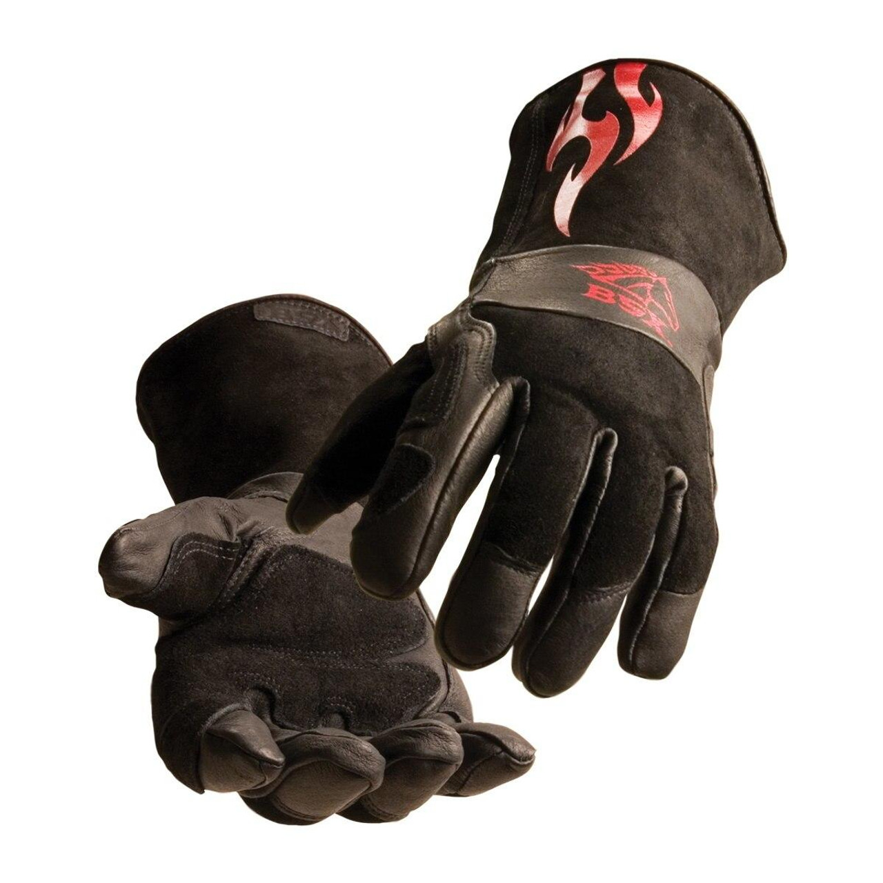 Black Stallion BSX - Flames Stick/MIG Welding Gloves Large | Red