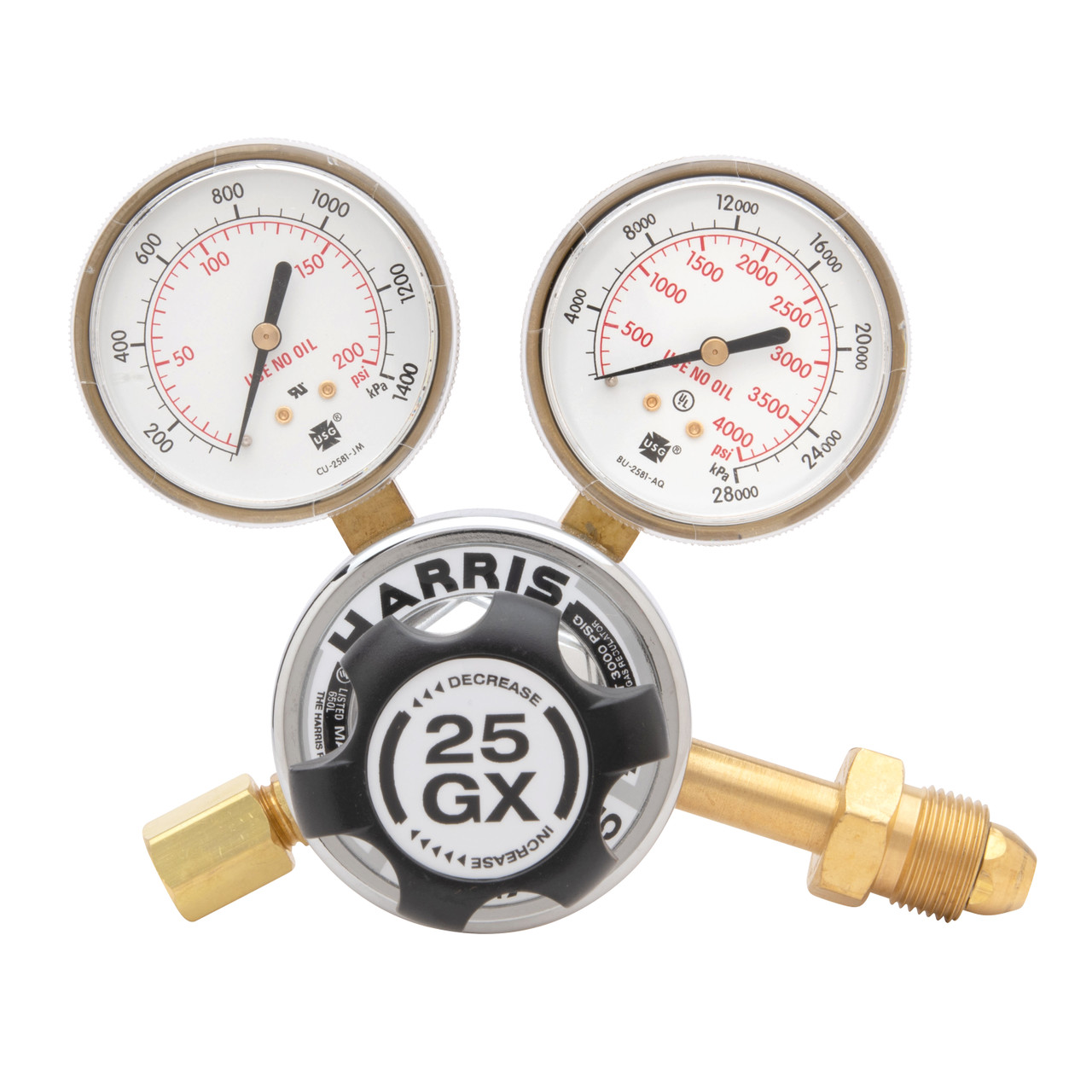 Harris 25GX Single Stage Ar, N2, He Regulator 25GX-200-580