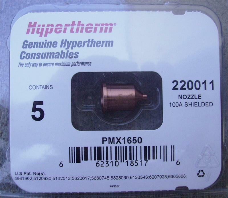 Hypertherm 220011 Powermax 1650 100 Amp Shielded Nozzles - 5 Pack