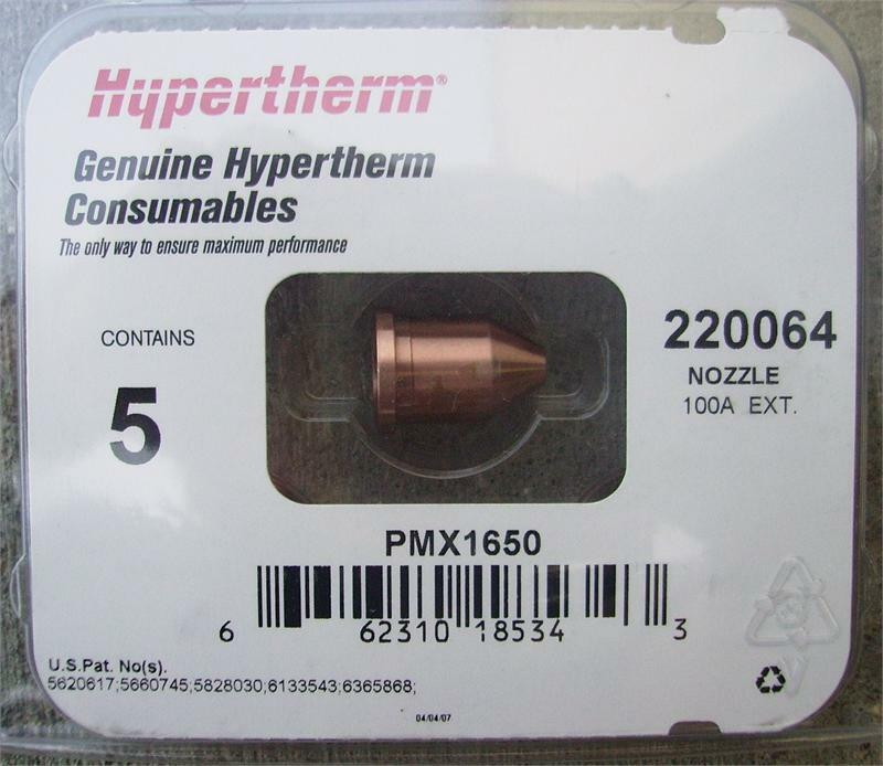 Hypertherm 220064 Powermax 1650 100 Amp Unshielded Nozzles - 5 Pack