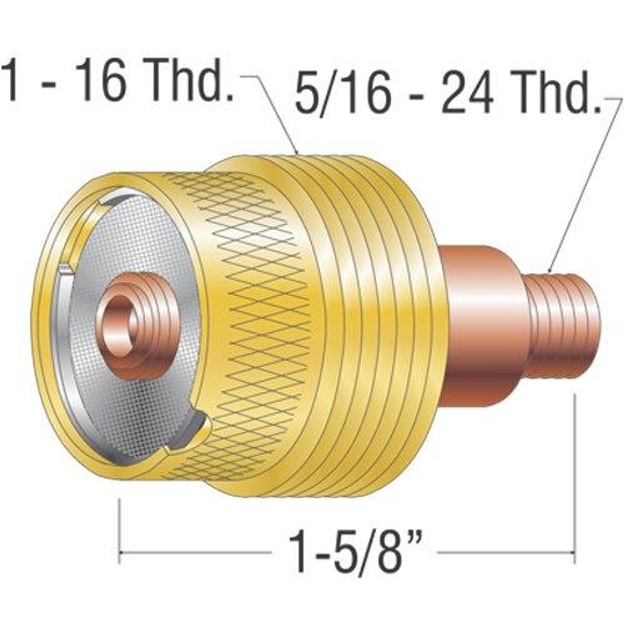 Profax 45V116S XL Stubby Gas Lens 1/16