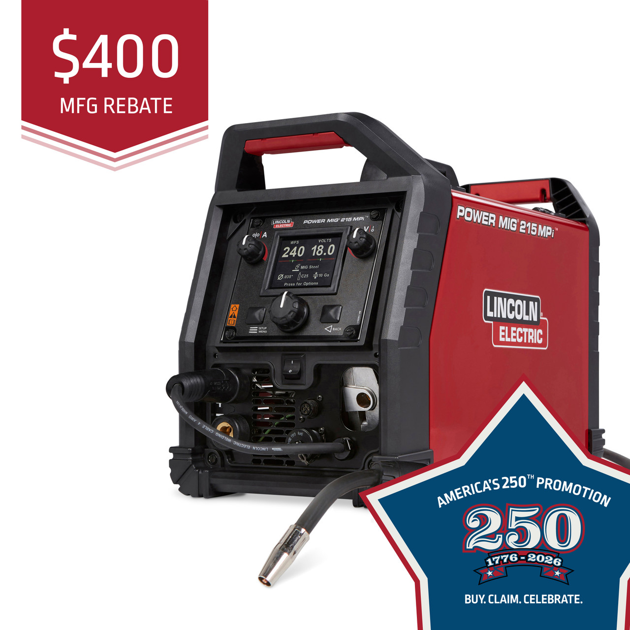 Lincoln Power MIG 215 MPi Multi-Process Welder K4876-1