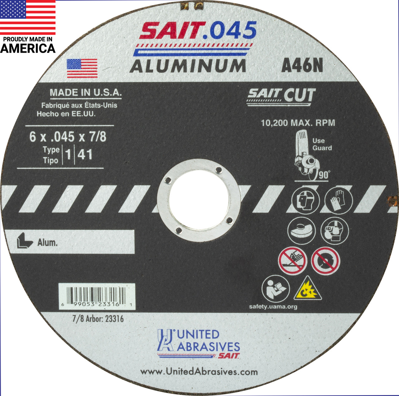 United Abrasives-SAIT 23316 A46N Aluminum Cut-Off Wheels (Type 1