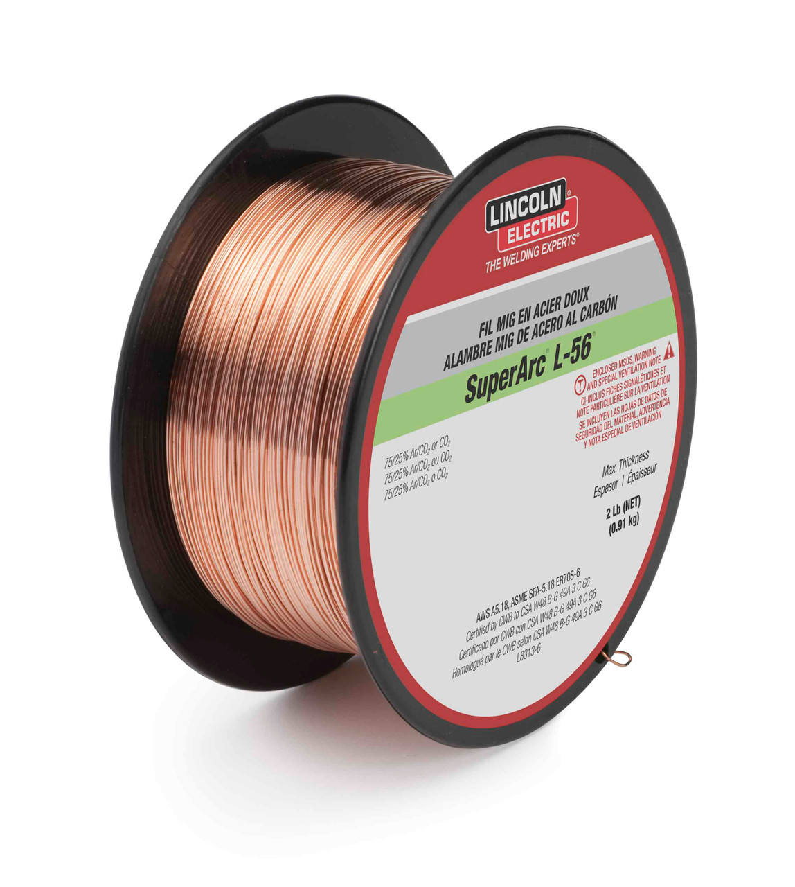 Lincoln ER 70S-6 SuperArc L-56 MIG Welding Wire .025 on 2 lb