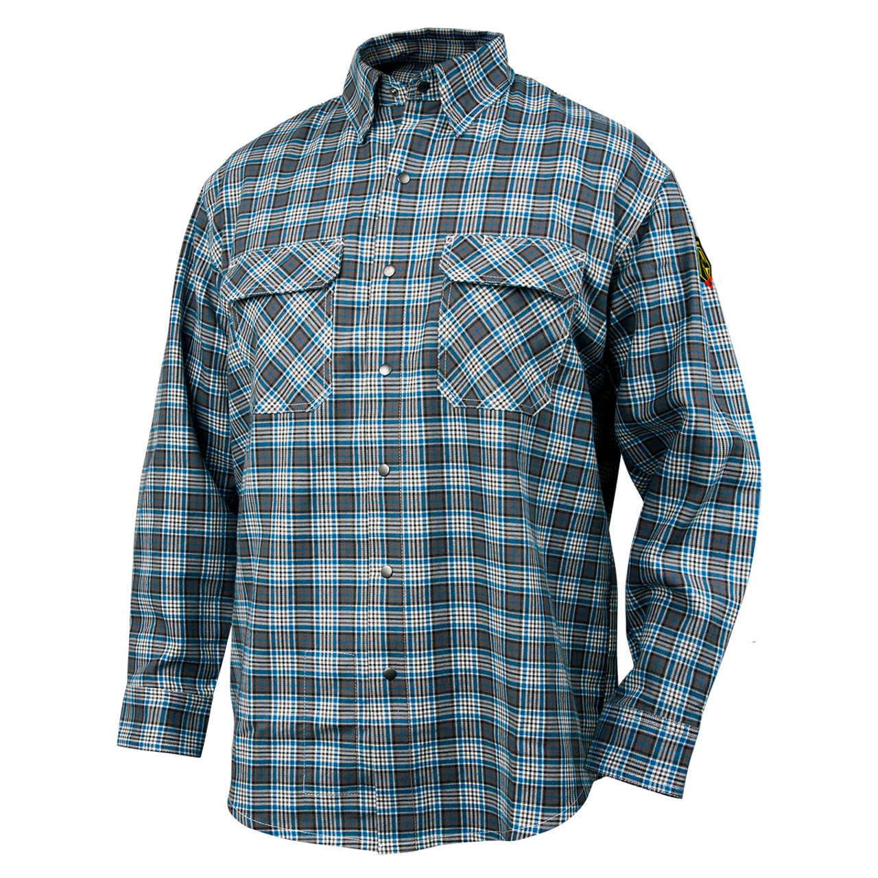 Black Stallion FS9-PGY Flame-Resistant Cotton Work Shirt, Gray Plaid