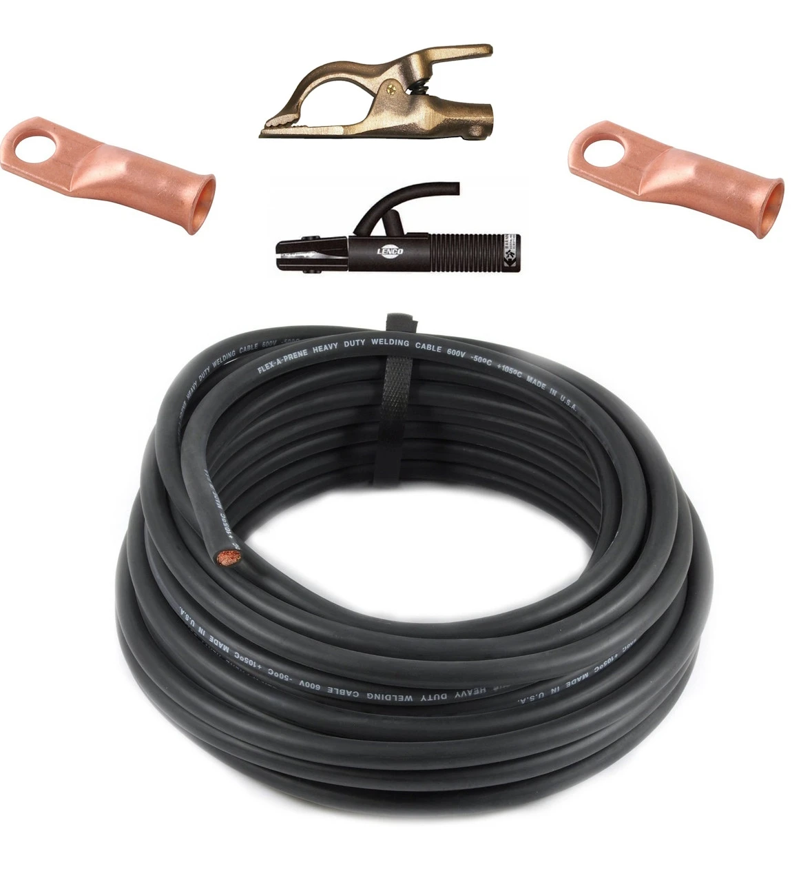 Complete Set of 1/0 x 100' Welding Lead Cable & Connectors