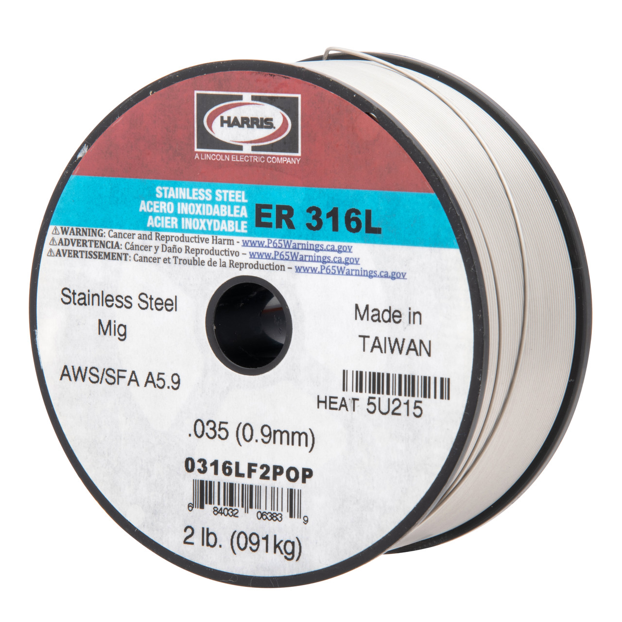 Harris 316L .035 x 2 lb. Spool Stainless Steel Welding Wire - 0316LF2