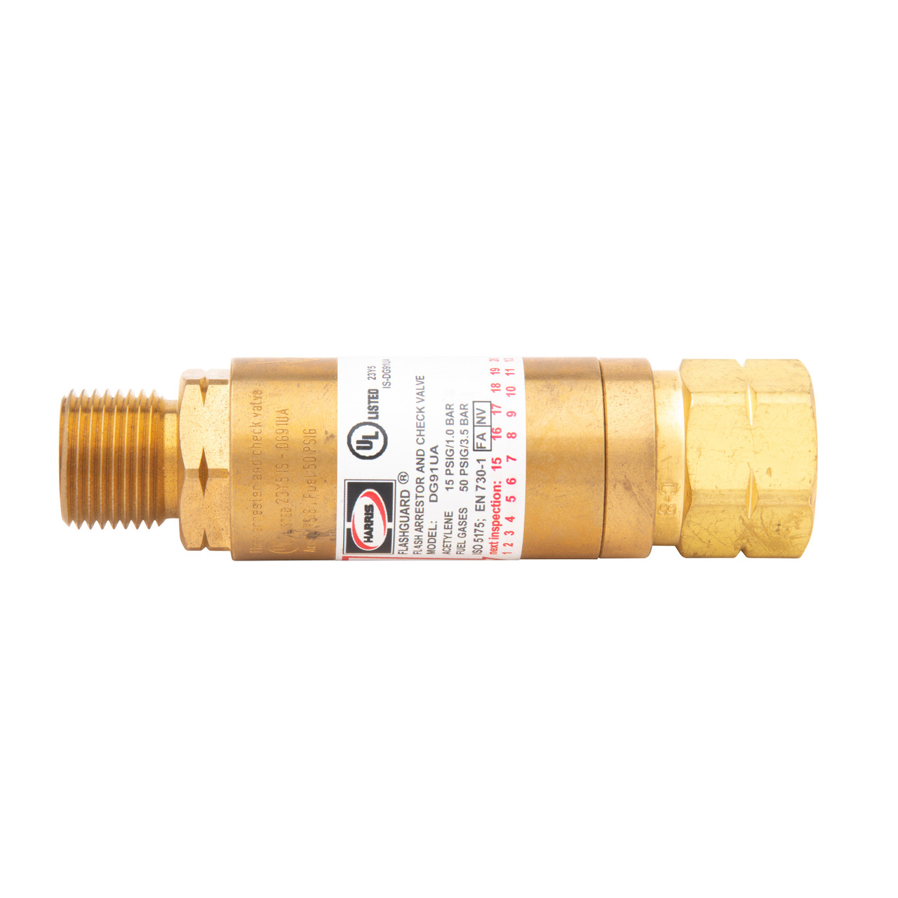 Harris Model 88-5 FBTLC Torch-Type Fuel Gas Flashback Arrestor (L