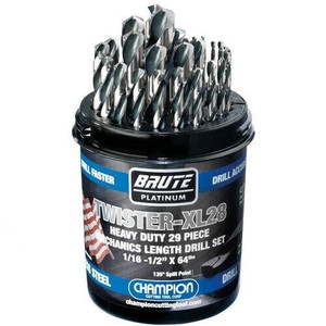 Champion 29 Piece Twister Brute Platinum XL28 HSS Mechanics Drill Bit Set Champion 29 Piece Twister Brute Platinum XL28 HSS Mechanics Drill Bit Set