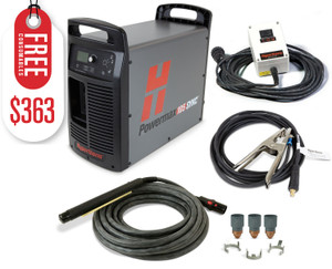 Hypertherm Powermax105 SYNC 200-600V 3-PH Plasma Cutter w/ CPC Port, 50 ft. 180 Degree Machine Torch, 50 ft. Remote - 059639 Hypertherm Powermax105 SYNC 200-600V 3-PH Plasma Cutter w/ CPC Port, 50 ft. 180 Degree Machine Torch, 50 ft. Remote - 059639