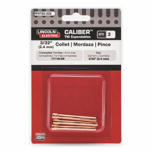 Lincoln Caliber Collet - 3/32" (2.4 mm), 17/18/26 Torches - 3/pack - KP4750-332 Lincoln Caliber Collet - 3/32" (2.4 mm), 17/18/26 Torches - 3/pack - KP4750-332