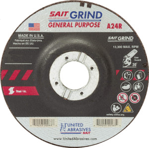 United Abrasives-SAIT 21026 A24R General Purpose/Long Life Grinding Wheel (Type 28/Saucer Shaped) 4-1/2" x 1/4" x 5/8-11", 10-Pack