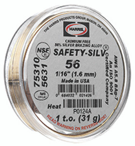 Harris Safety-Silv 56 1/16" x 50 toz High Silver Brazing Alloy 56350 Harris Safety-Silv 56 1/16" x 50 toz High Silver Brazing Alloy 56350