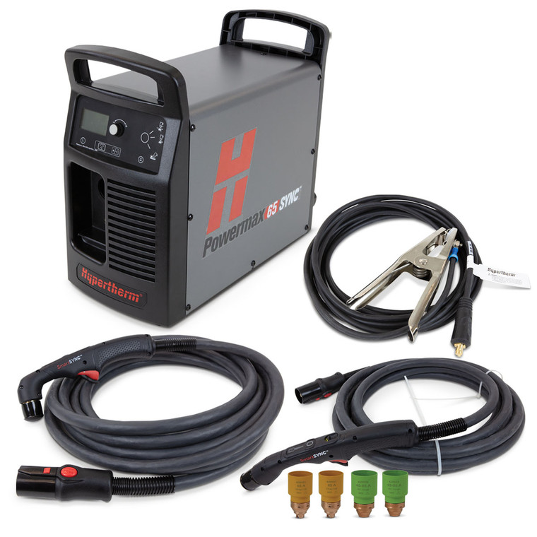 Hypertherm Powermax 65 SYNC Plasma Cutter, 25 ft. 75 Degree & 25 ft. 15 Degree Handheld Torch 083347