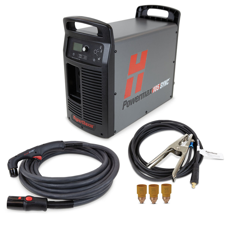 Hypertherm Powermax105 SYNC 200-600V 3-PH Plasma Cutter w/ CPC port, 25 ft. 75 Degree Handheld Torch 059627