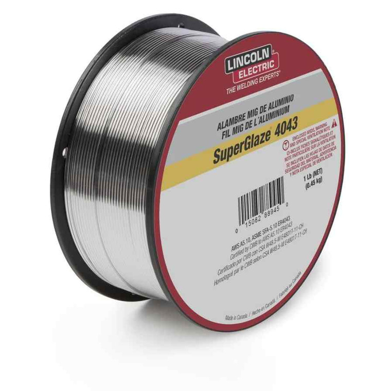 Lincoln Superglaze 4043 Aluminum Solid MIG Welding Wire .030 - 1 lb.