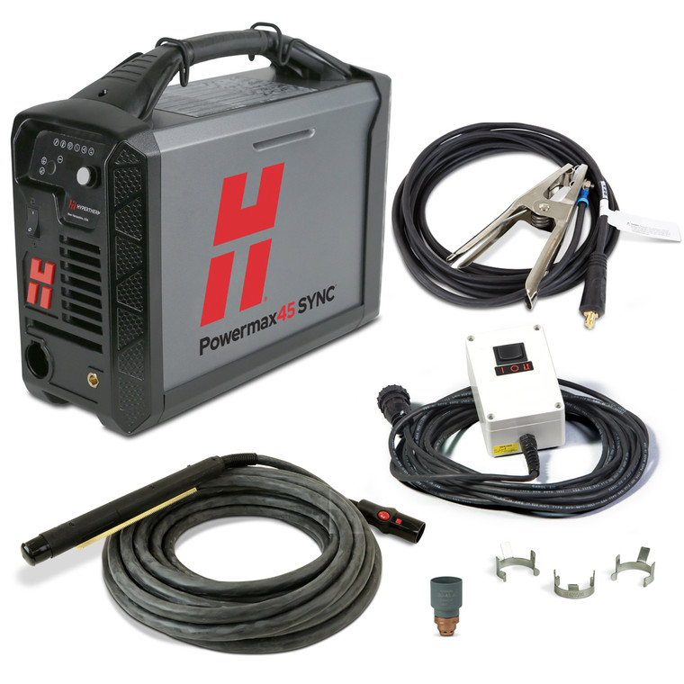 Hypertherm Powermax 45 SYNC Plasma Cutter w/ CPC Port, Remote, 25 ft. 180 Degree Machine Torch 088582