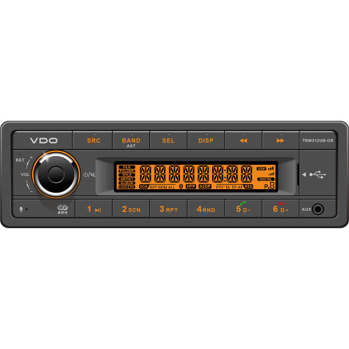 VDO 12V Radio w\/FM RDS Tuner MP3\/WMA\/USB\/Bluetooth - Orange Illumination [TRW312UB-OR]